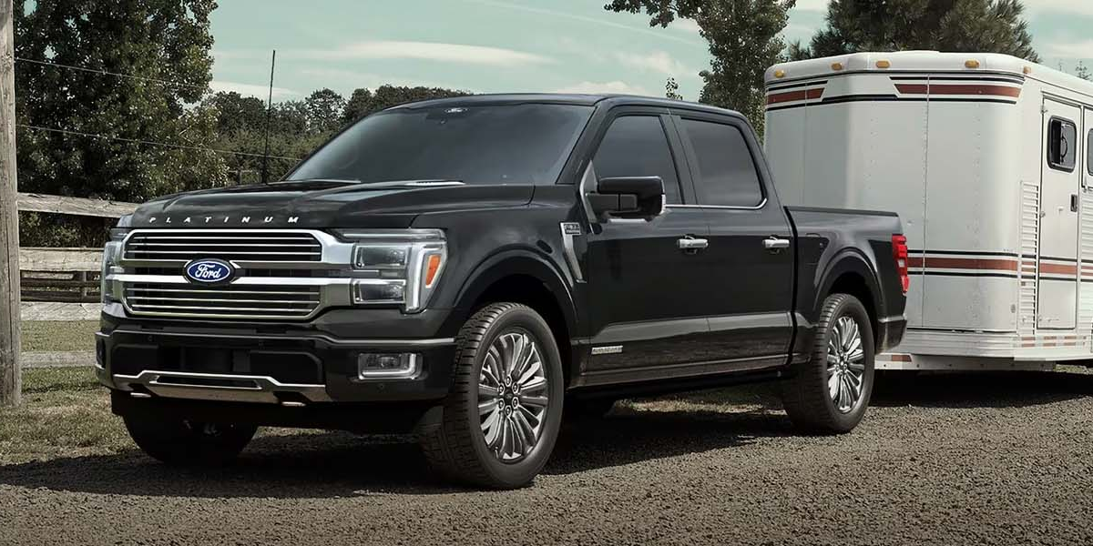 A Ford F-150 hauling a trailer